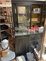 Wood Cabinet with Upper Glass Door Hutch