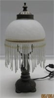13" HIGH BEDSIDE LAMP GLASS SHADE UNTESTED.
