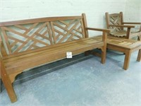 3 Piece Teak Set - Bench (62"), Chair -
