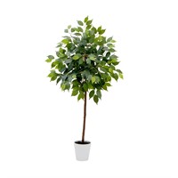 Nearly Natural 4ft. Artificial Ficus Tree with Dec