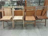 4 Vintage Fold-Up Wood Deck Chairs