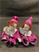 Pair Of Vintage Porcelain Clowns Cloths Has a Few