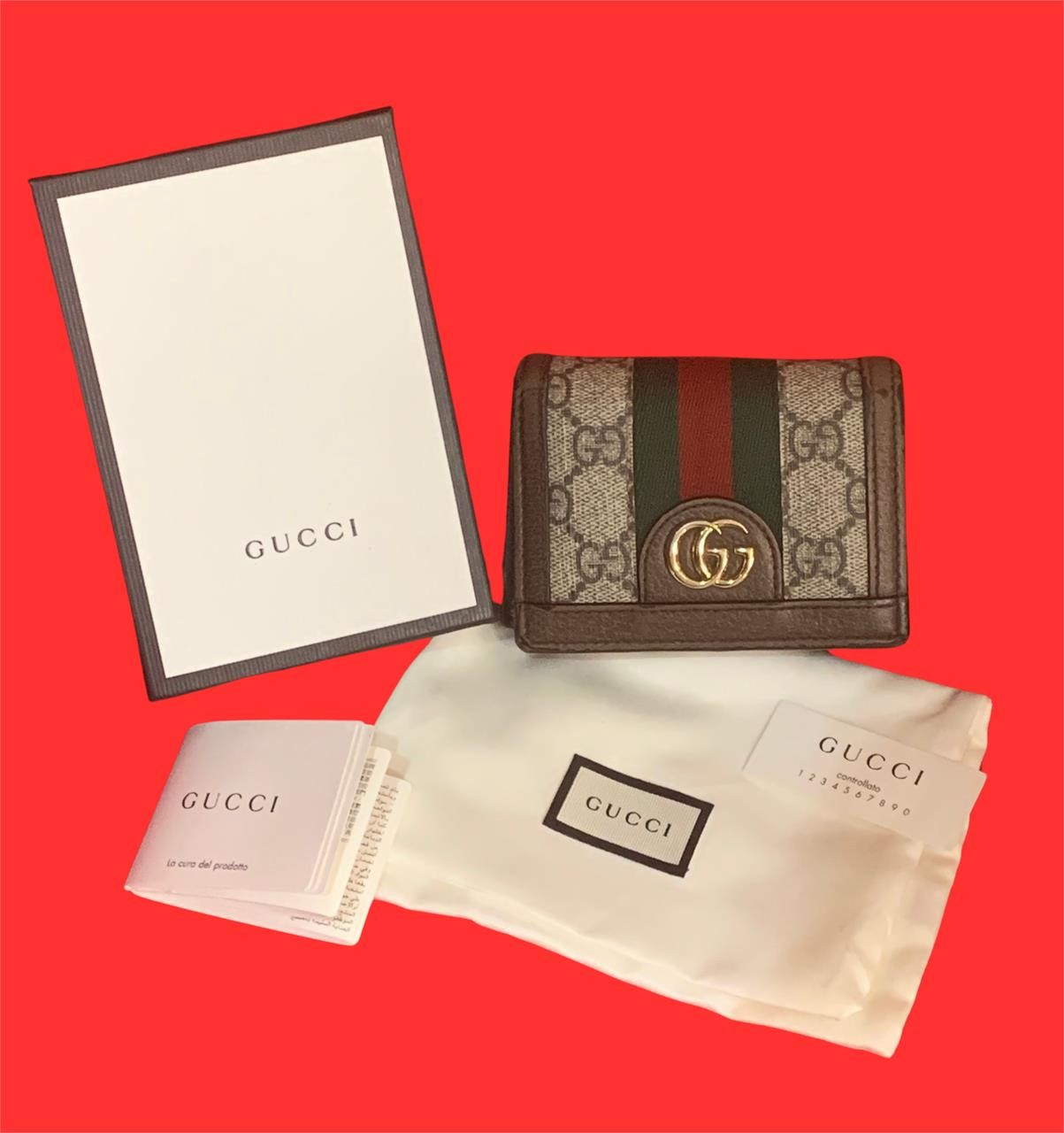 GUCCI Web Sherry Line GG Bifold Wallet