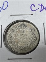 1930 Canadian Silver 10 Cent Coin