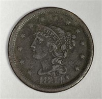 1854 Braided Hair Large Cent Very Fine VF details
