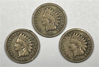 1861 1863 1864 Indian Head Cent Trio