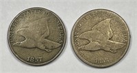 1857 & 1858 Flying Eagle Cent Pair