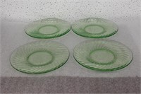 Lot of 4 Vaseline Glass Bread Plates