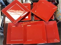 7 Plates Red Square Germany Waechtersbach NWT