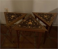 (3) Fancy Triangular Side Tables