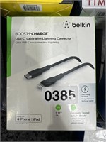 BELKIN USB C WITH LIGHTNING CONNECTOR RETAIL $30