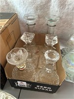 3 Pairs of Glass Crystal Candle Holders