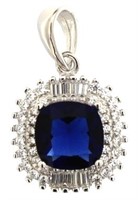 Stunning 3.35 ct Sapphire-Baguette Topaz Pendant