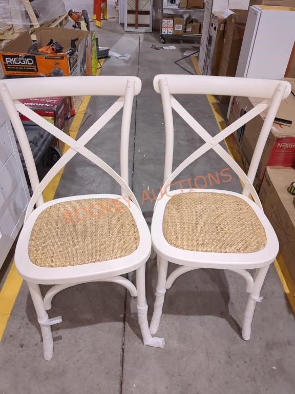 Set of White Wood Dining Chairs