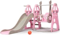 4 in 1 Kids Slide and Swing Set  Pink