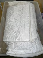 Matching double size white satin comforter and