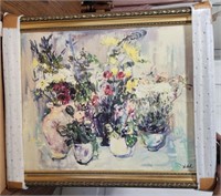 Framed Edna Hibel "First Anniversary Flowers"