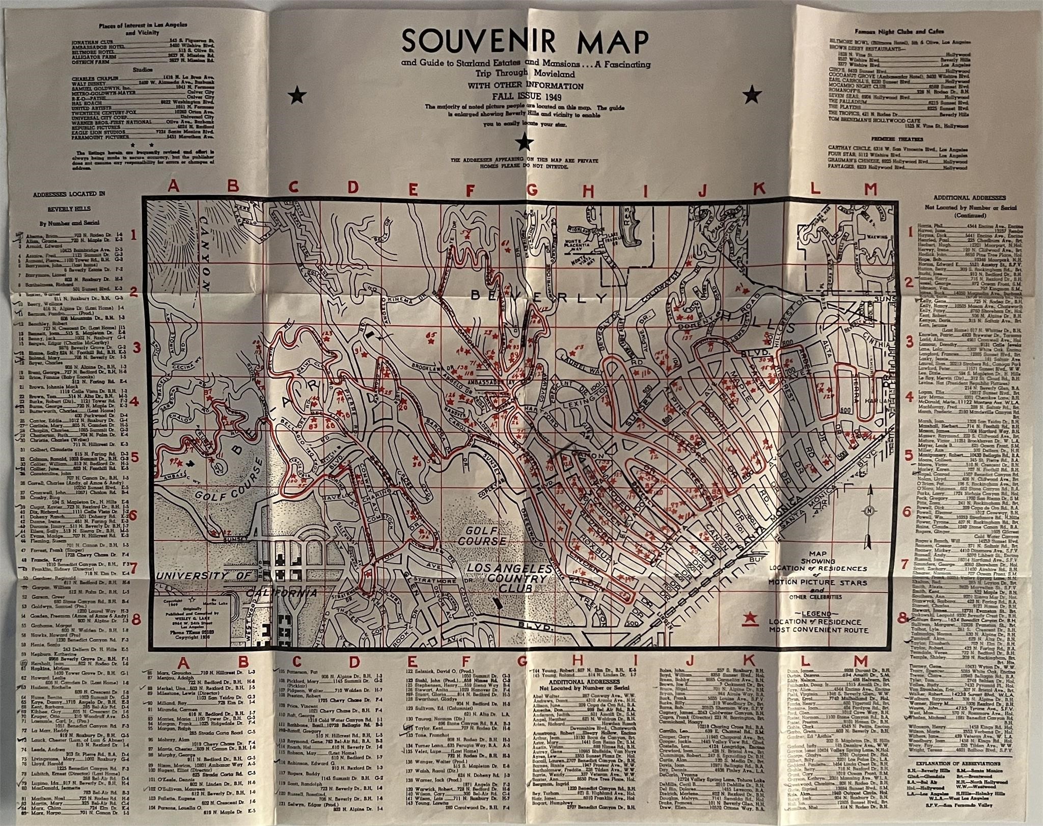 Souvenir Map guide to Starland Estates
