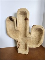 Carved Wood Cactus Tray