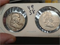 1949 58 silver ben franklin half dollars