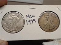 1920 1939 silver walking liberty half dollars