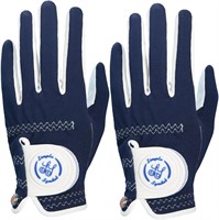 2pk Golf Glove  Navy  Med Left