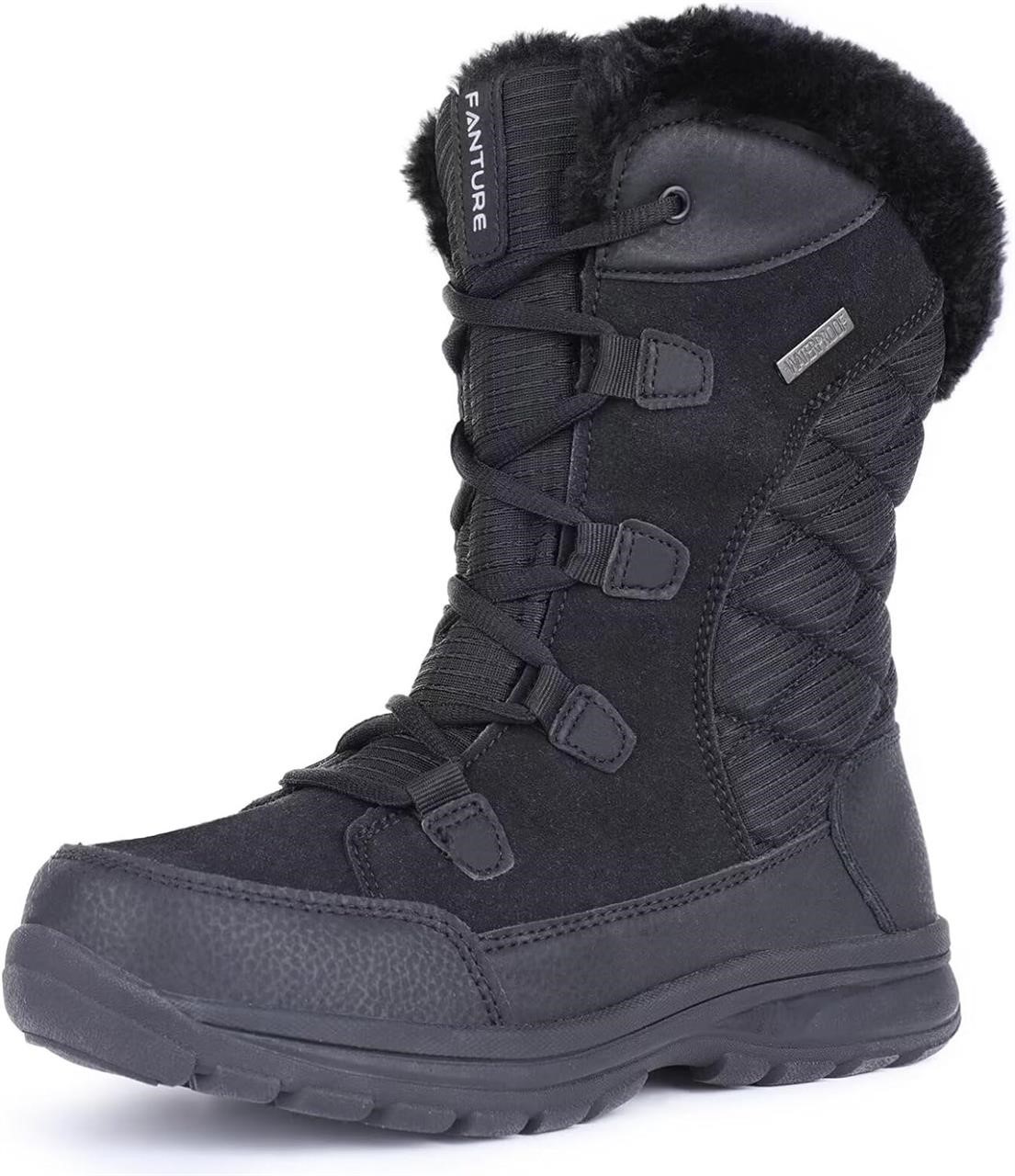 FANTURE Women's Waterproof Mid-Calf Snow Boot 39