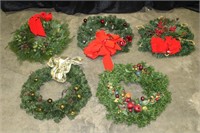 5 Christmas Wreaths, Faux Greenery