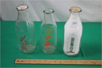 3 Silkscreened Dairy Bottles