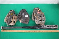 Leather Baseball Gloves & Bat