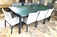 Metal Outdoor Patio Set with Frosted Glass