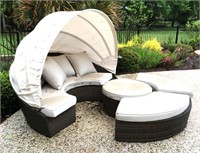 Frontgate All Weather Wicker Curved Sofa