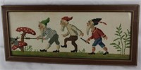 Needlepoint Crosstitch Gnomes in Meadow Artwork