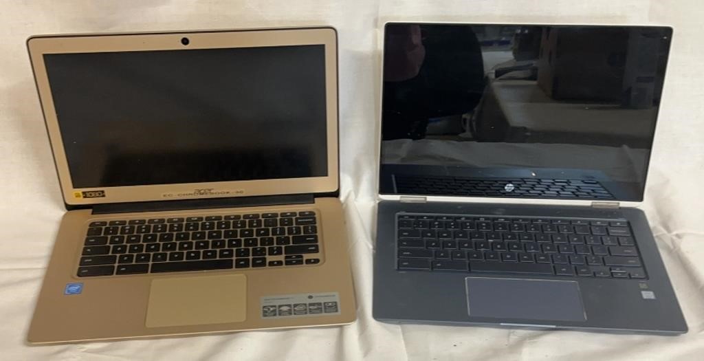 2 Chromebook Laptops:  HP & Acer No Cords
HP