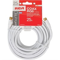 RCA 25' COAX RG6 Cable, White (VH625WHR)