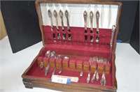 Partial Set of Silver Plate Flatware in Case