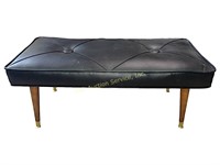 Upholstered Bench stool, Black Faux Leather,