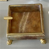 Antique Onyx and Brass Ashtray