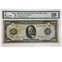 FR. 1030 1914 $50 FRN NEW YORK, NY PMG VF-20