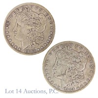 1884 & 1885 Silver Morgan Dollars (2)