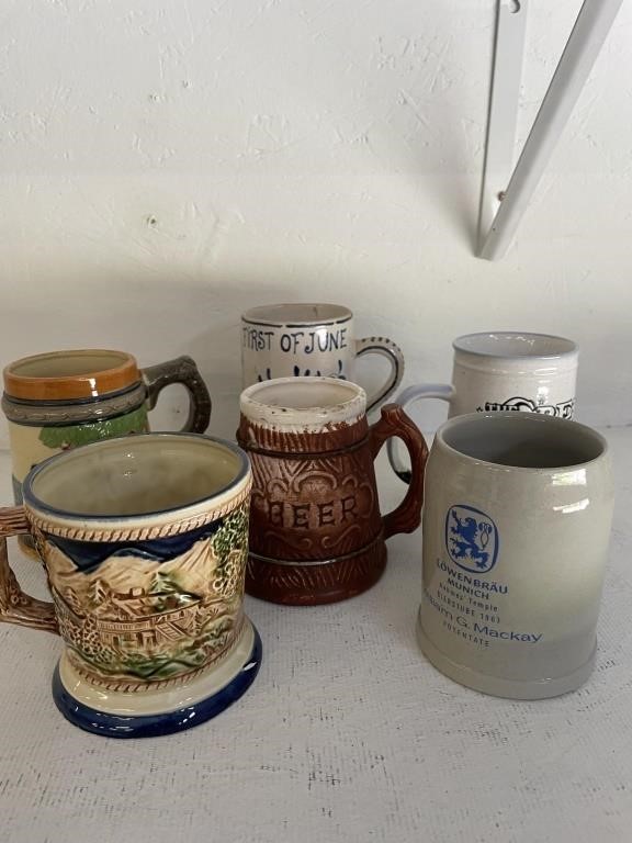 6 Vintage Ceramic Mugs