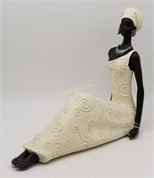 New African Lady Sitting Statue Figurine