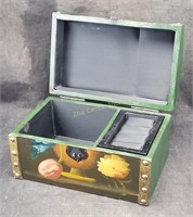 Floral Jewelry Box Chest Style Painted