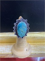 German Silver ring size 6 turquoise