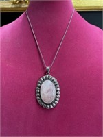 Rose quartz German Silver necklace