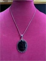 Black onyx German Silver necklace