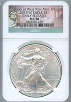 2014-W U.S. Silver Eagle - NGC MS70 Early Release