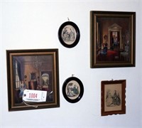 Lot #1004 - Pair of small framed fashion scenes