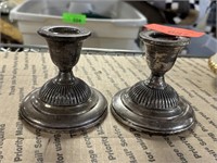 2PC FISHER STERLING SILVER WEIGHTED CANDLESTICKS