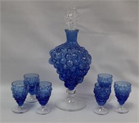 7pc Portuguese Blue Grape Decanter Set